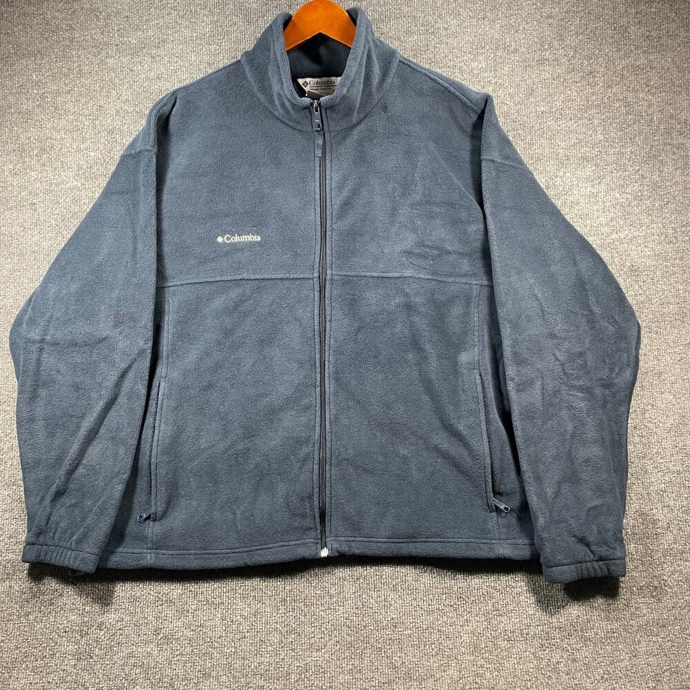 Columbia Fleece Full Zip Sweater Men's XXL Blue Zip Pockets Outdoors Comfort